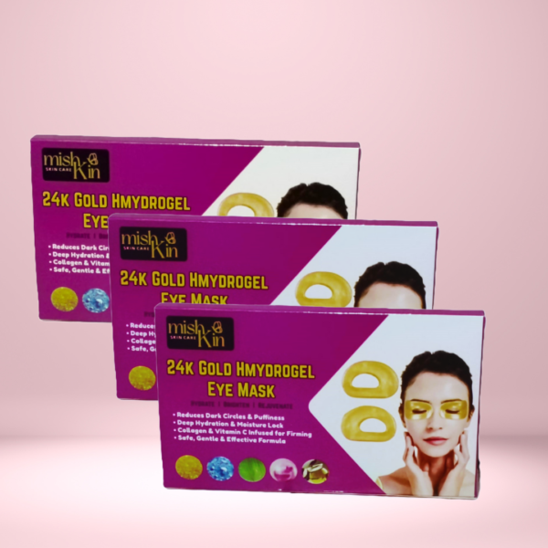 24K Gold Hydrogel Eye Patches – Firming, Brightening & Hydrating -pack of 3 - Image 2