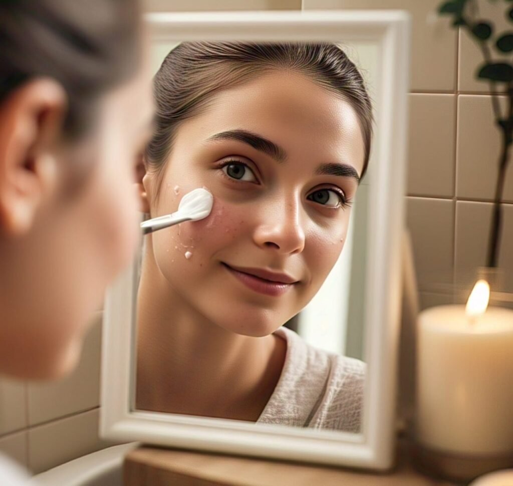 Female using collagen and hydrating skincare to reduce wrinkles and nourish skin